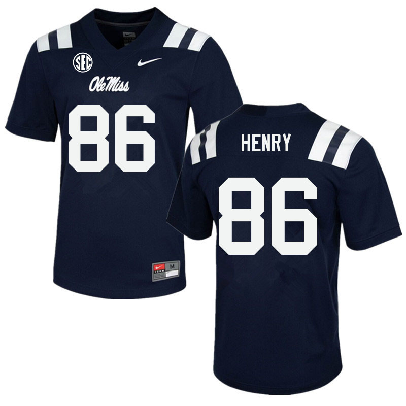 JJ Henry Ole Miss Rebels NCAA Men's Navy #86 Stitched Limited College Football Jersey LYG0358RW